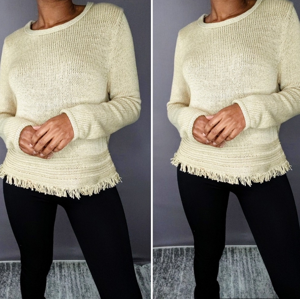 Artisan NY Women’s Boho Fringe Nude Sweater Size Medium
